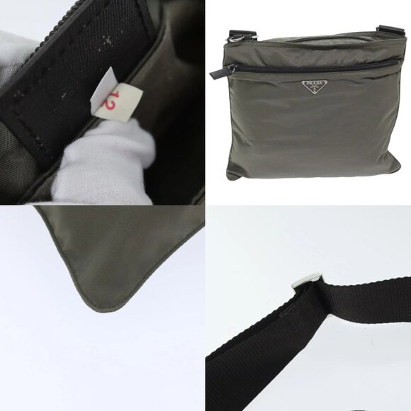PRADA Shoulder Bag Nylon Gray Silver Auth ep5770 - Picture 13 of 14